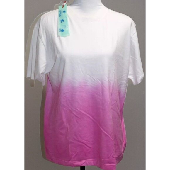 Off White Wavy X Pink Ombre T Shirt Authentic WORN 2X Original Tag Italy Women M - Picture 1 of 11